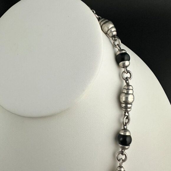 Vintage Mexico 925 Sterling Silver Glass Beaded Chain Necklace - Picture 5 of 7